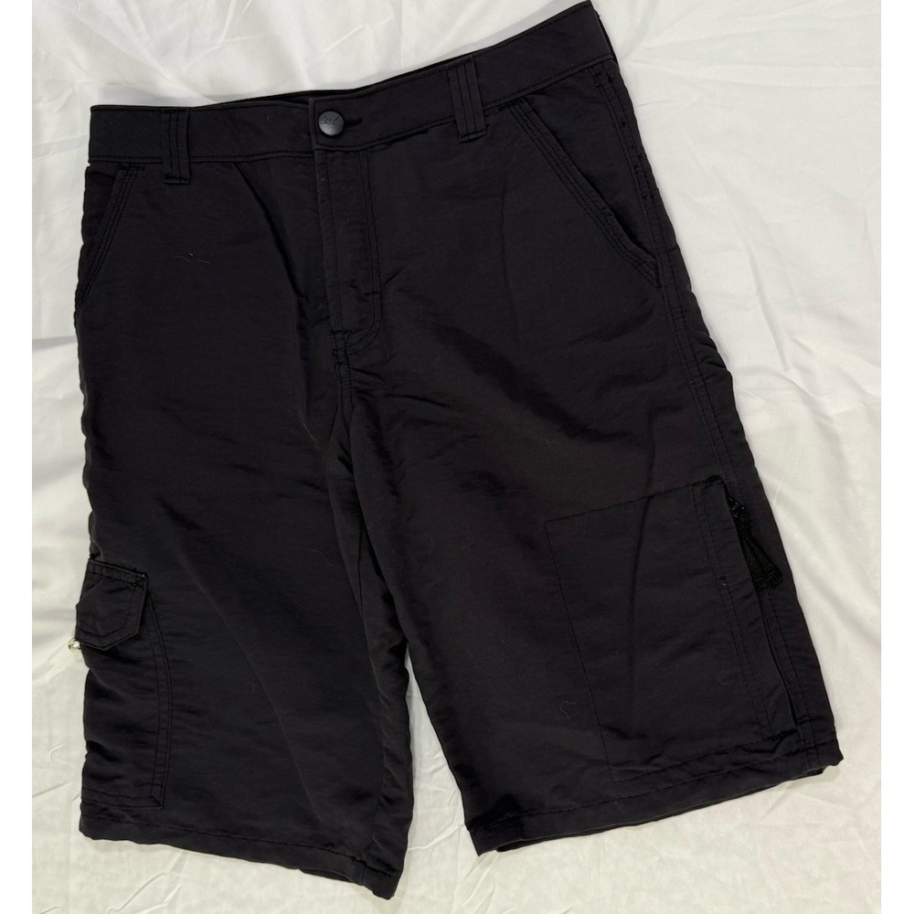 Boys Cargo Shorts Black‎ Size 14 Regular Adjustable Waist Logo